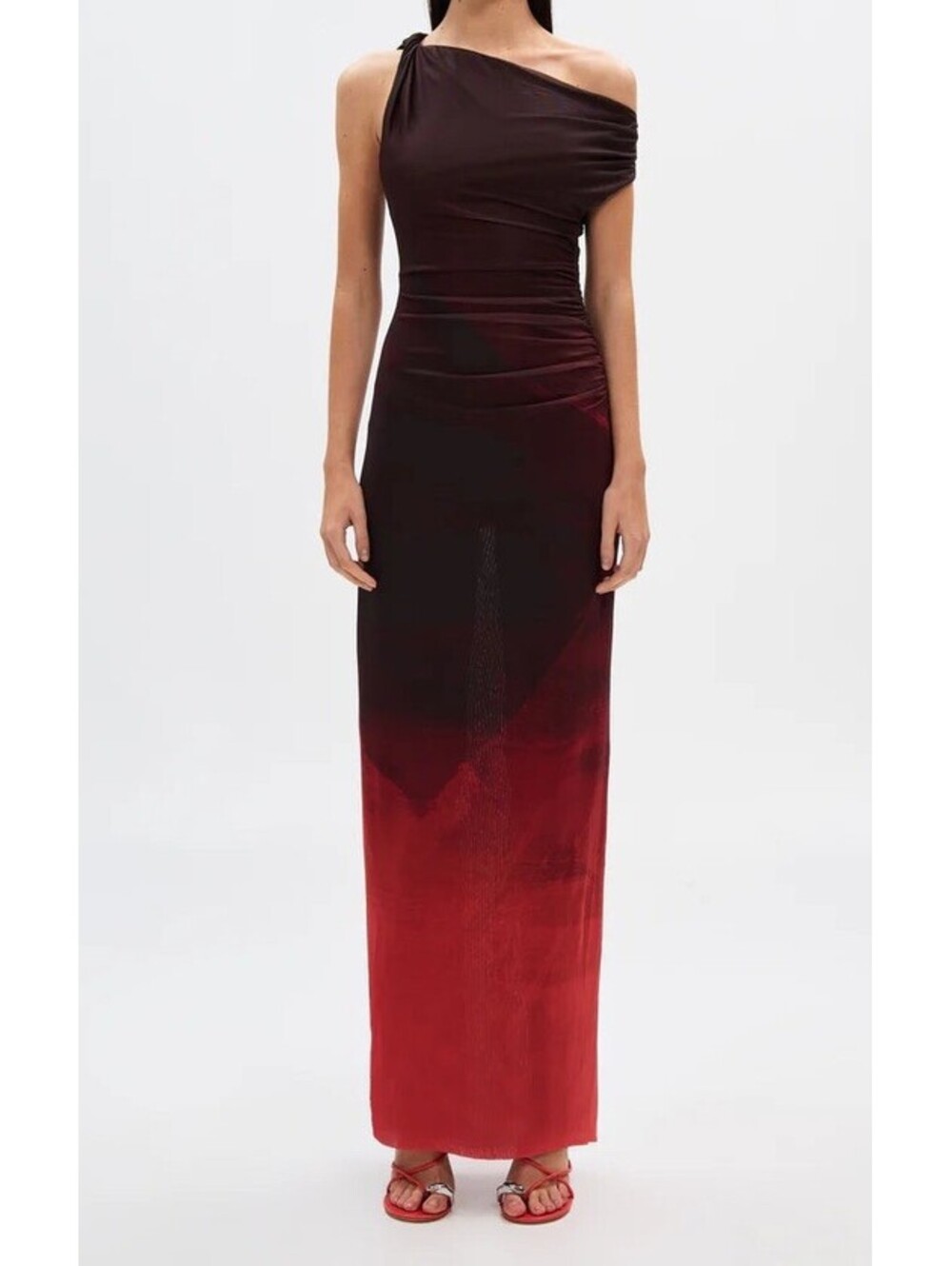 Misha Nyra Off The Shoulder Twist Strap Ombré Midi Dress Size MED (flaw)